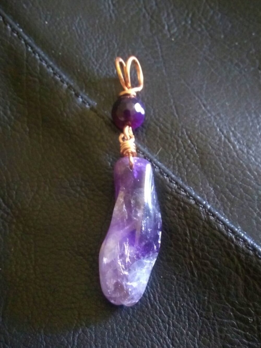 Handmade: Genuine Amethyst & Agate Pendant ~ Tranquility & Calm & Intuition